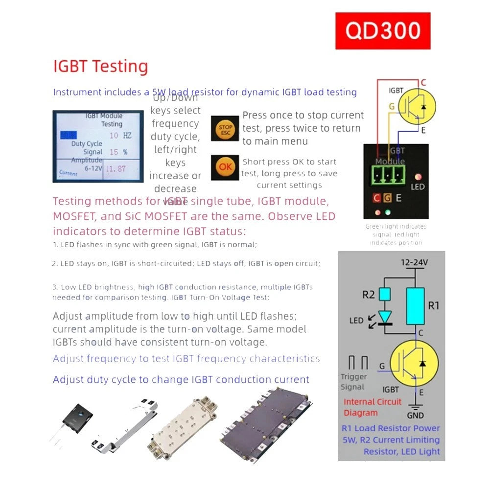 QD300 Ignition Coil and Fuel Injector Tester with IGBT 3A