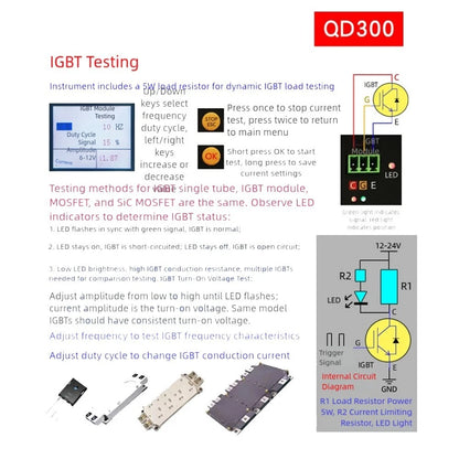 QD300 Ignition Coil and Fuel Injector Tester with IGBT 3A