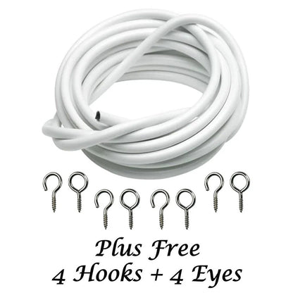 Net Curtain Wire for DIY Window Cord Cable with Hooks & Eyes