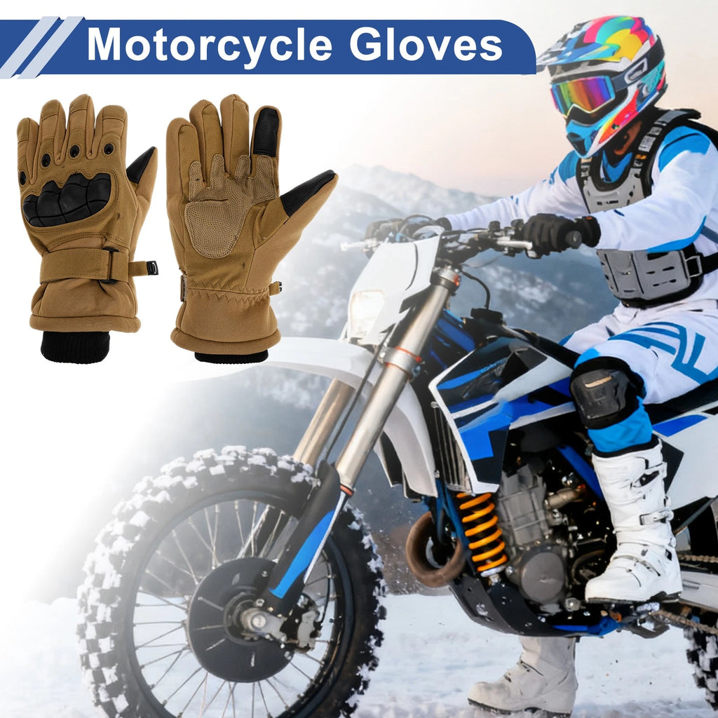 Cycling Gloves Full Finger for Mountain Biking Polyester Khaki