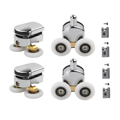 Set of 4 Shower Door Rollers 23mm with Anti Jump Stoppers