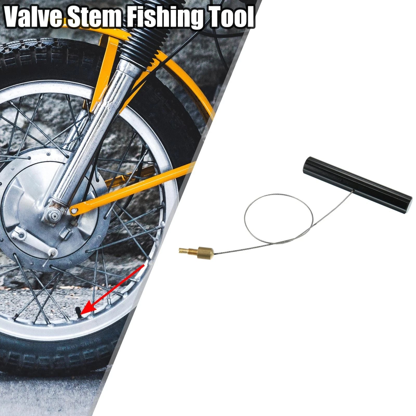 Tire Valve Stem Fishing Tool Puller with Valve Core Remover for Car and Motorcycle
