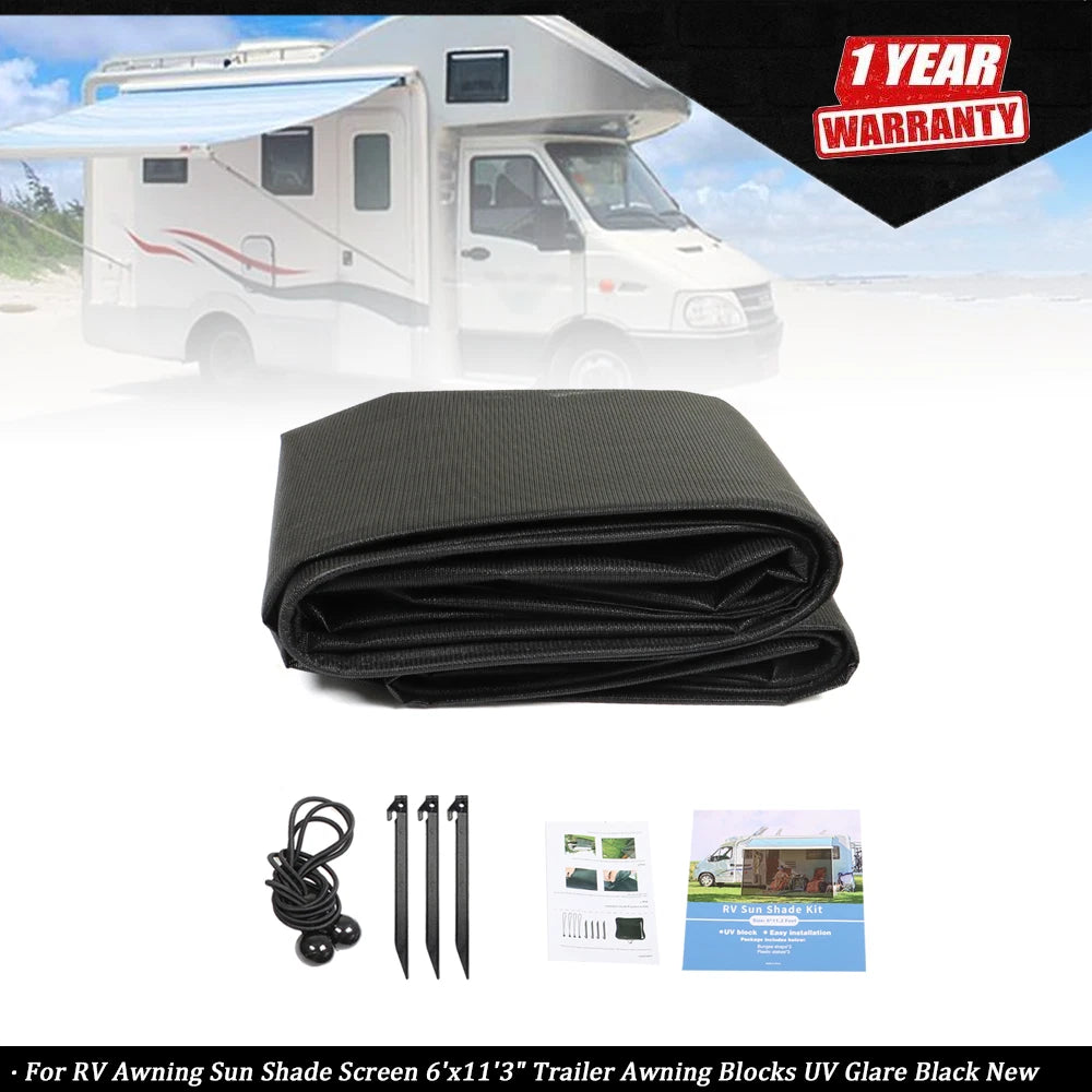 RV Awning Sun Shade Screen 6'x11'3" for Trailer (Fits )