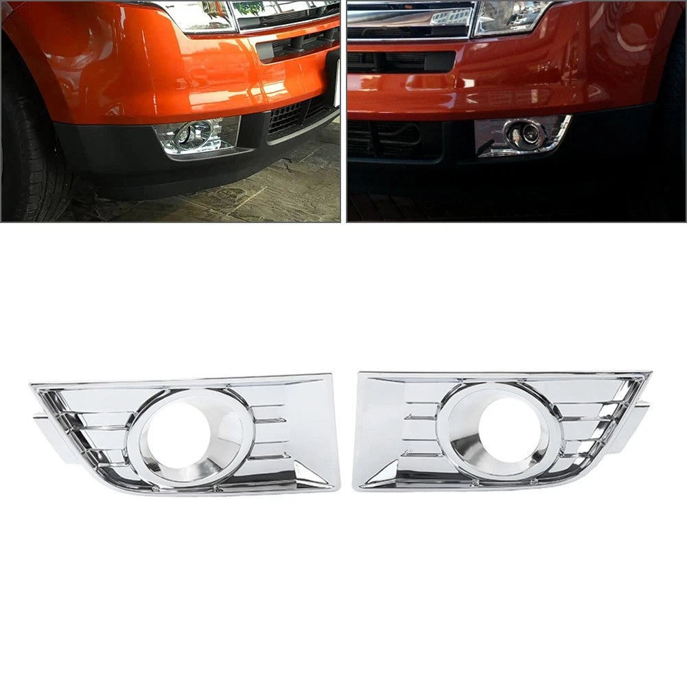 Set of 2 Front Bumper Fog Light Bezels Chrome for Ford Edge (2007–2010)