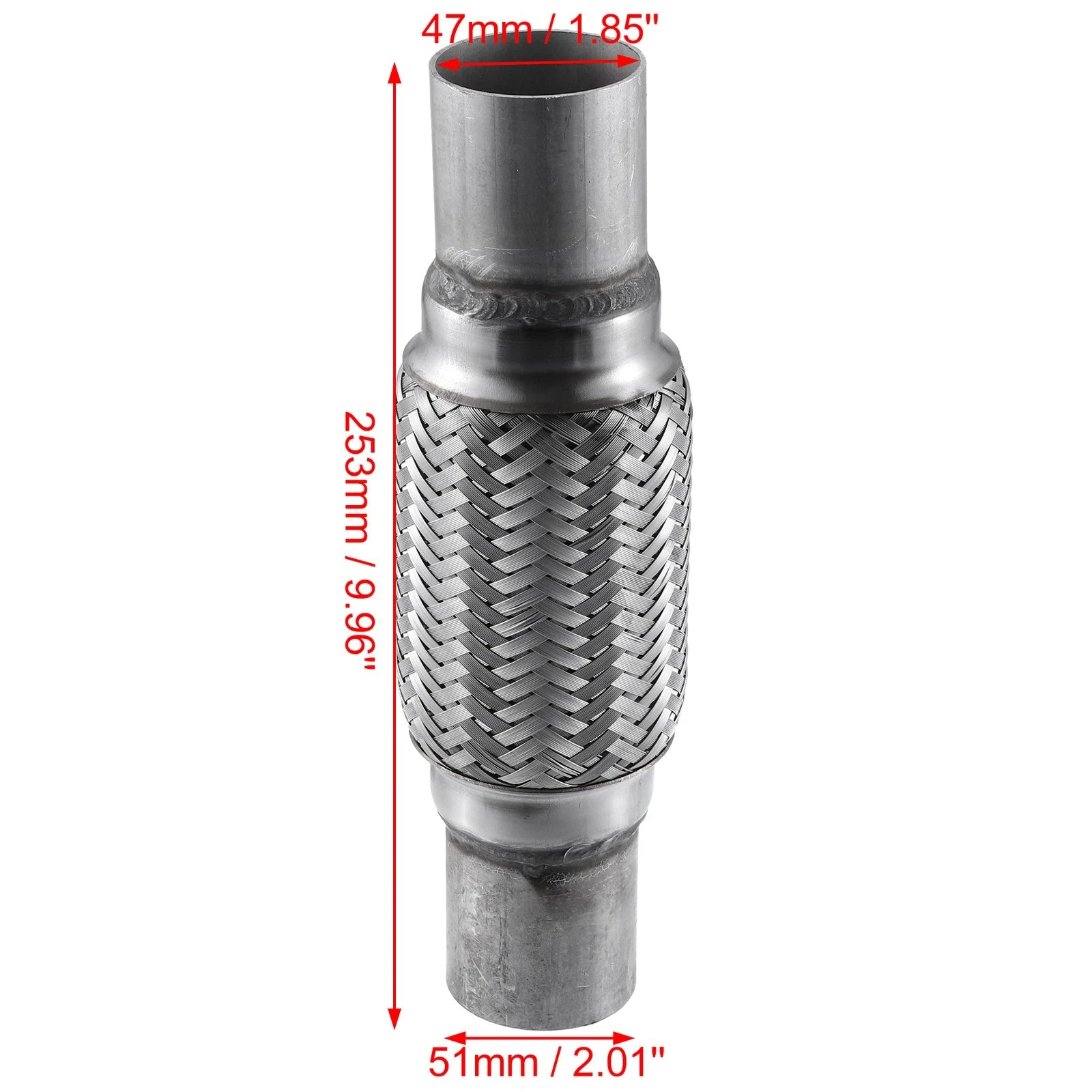 Exhaust Flex Pipe 2.01" W x 9.96" Long Double Braid Universal