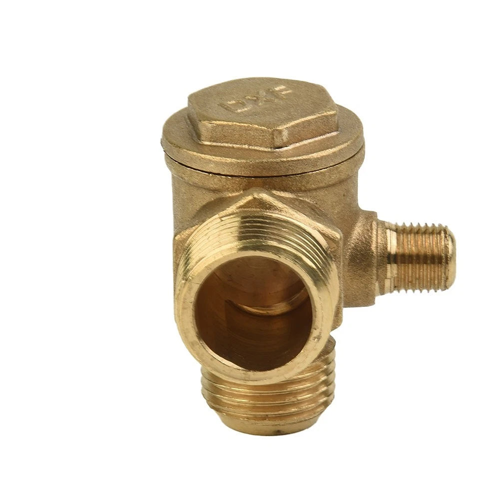 90 Degree 3 Port Brass Check Valve for Air Compressor (Threaded)