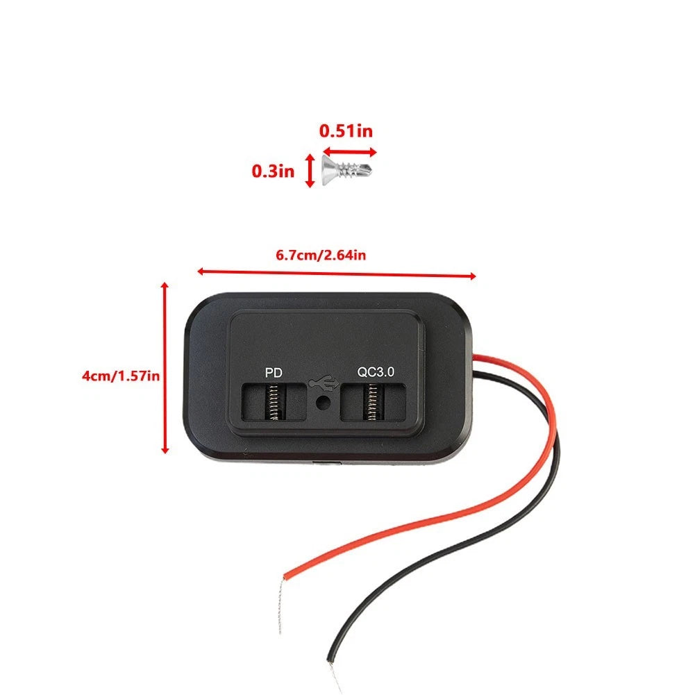 Dual USB Fast-Charge Socket for Car RV Boat (DC12V-24V)