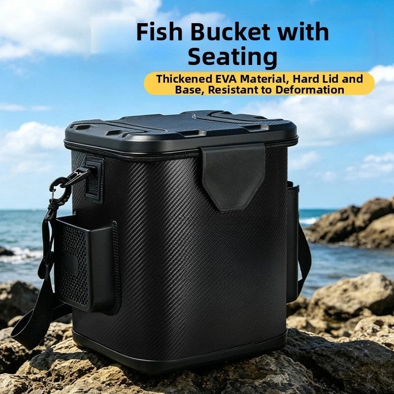 Fishing Bucket for Boating Trips - Lightweight Hard Shell EVA Pail