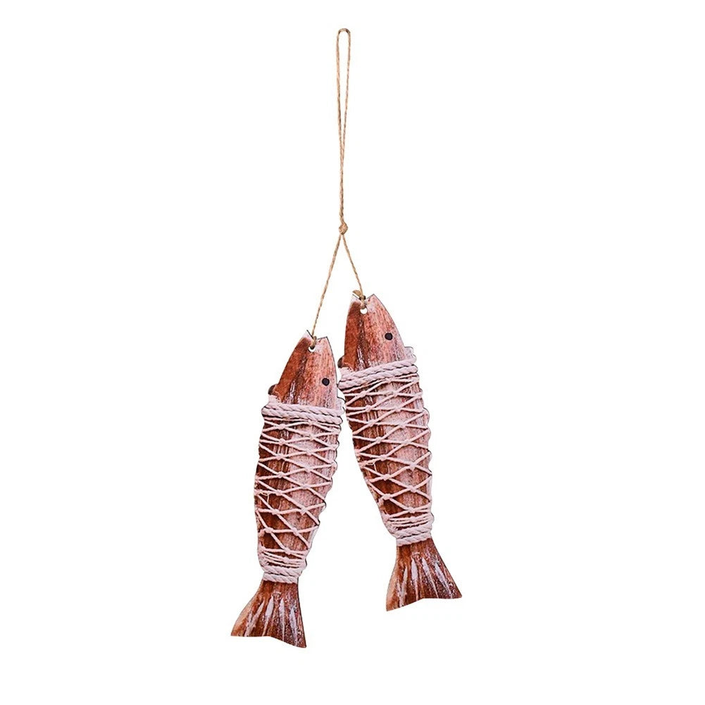 Hanging Wooden Flip Flops and Fish Decorations for Seaside Home (N/A)