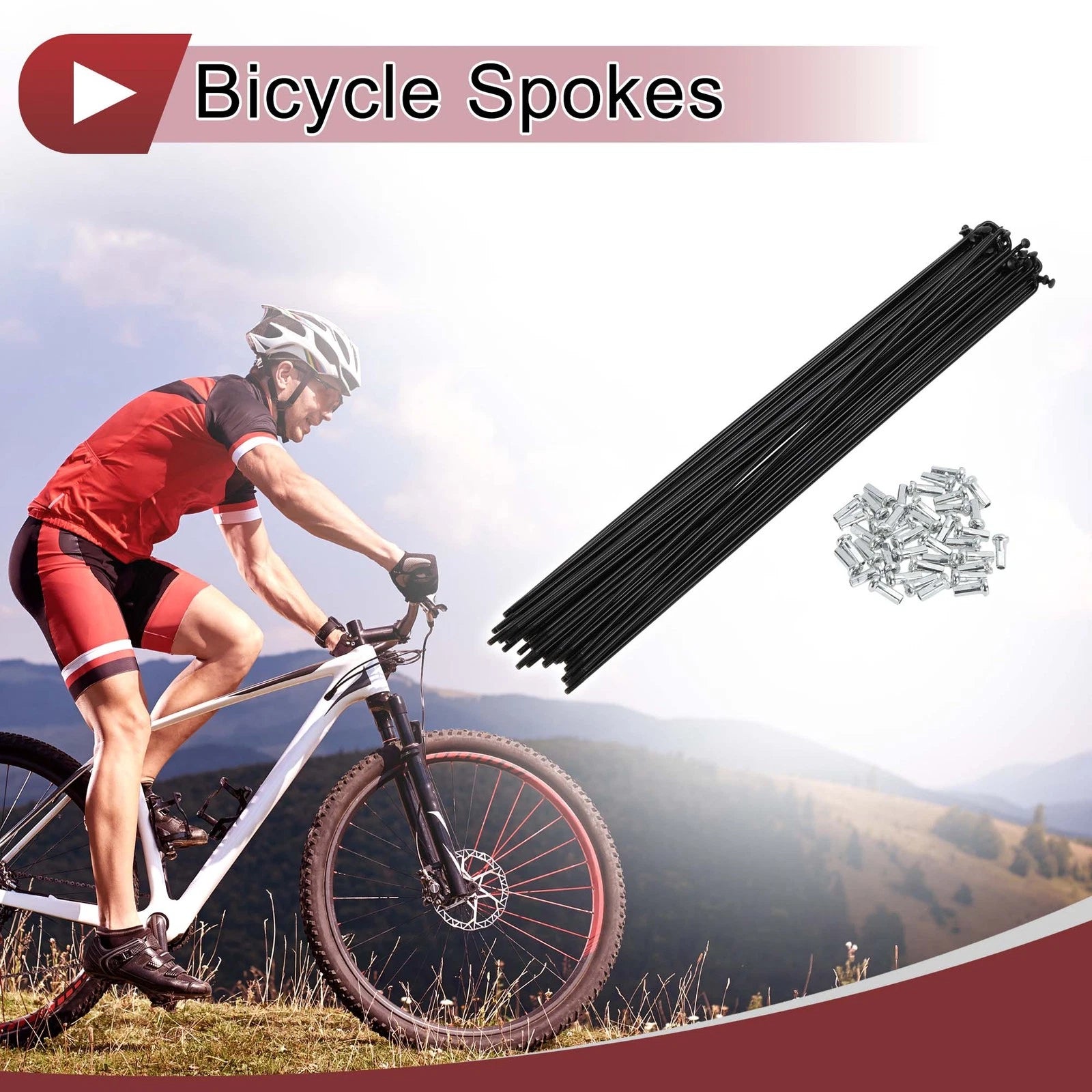 Bicycle Spoke Set 239mm Carbon Steel Black for 38 Set 14G (All Makes)