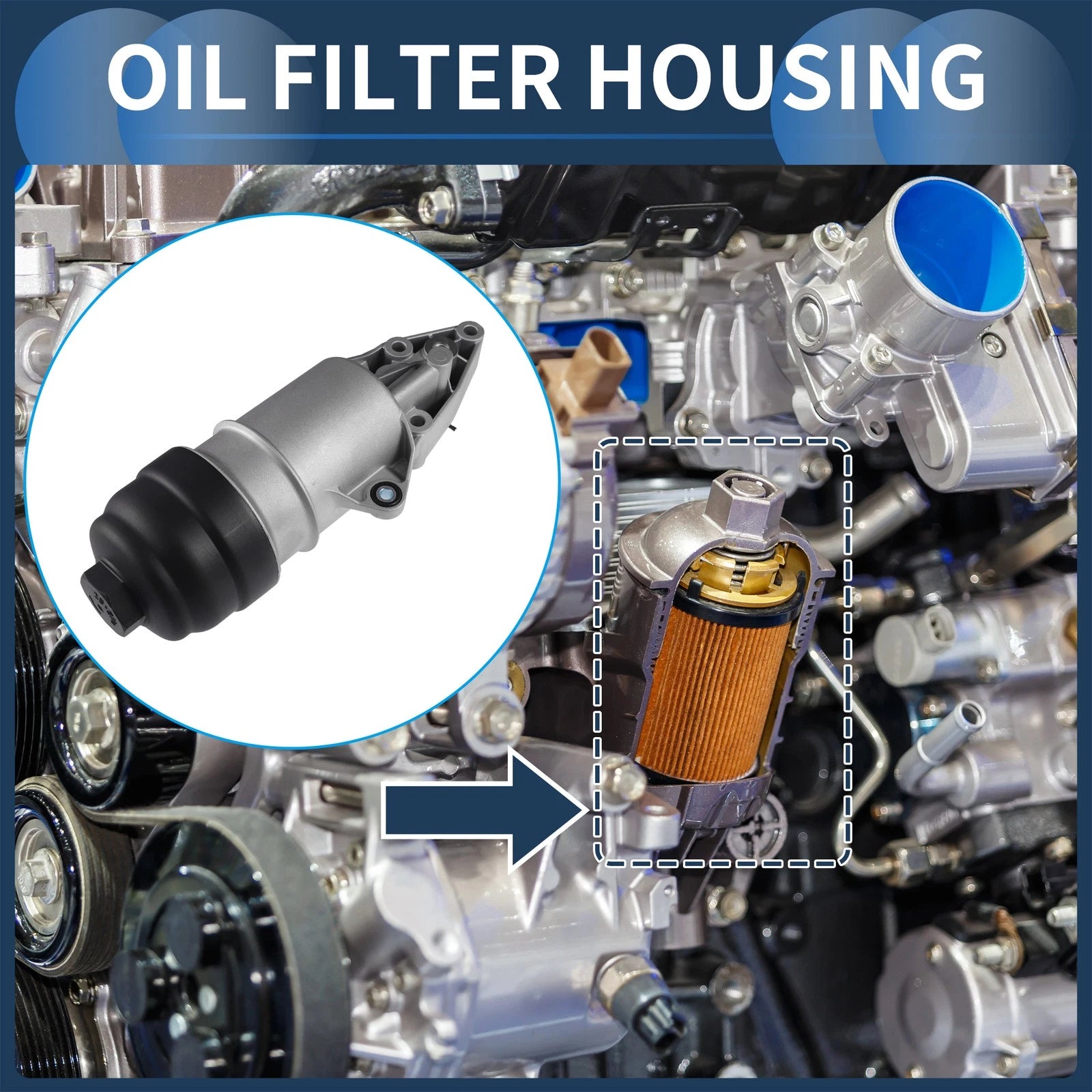 Engine Oil Filter Base Housing Assembly for Audi A4 A5 A6 Q5 Q7 (2009–2018)