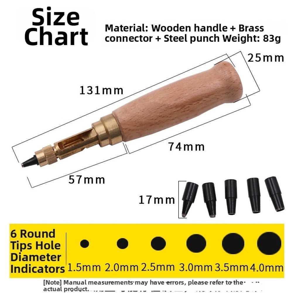 Rotating Leather Hole Punch Tool with 6 Punch Heads for Belts