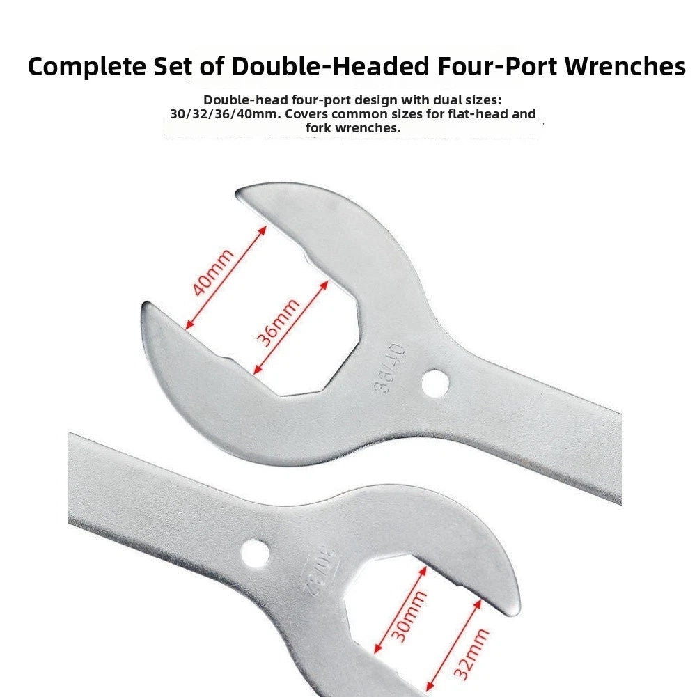 Cycle Fork Wrench Tool Set of 2 (36mm, 40mm, 30mm, 32mm) Steel Construction