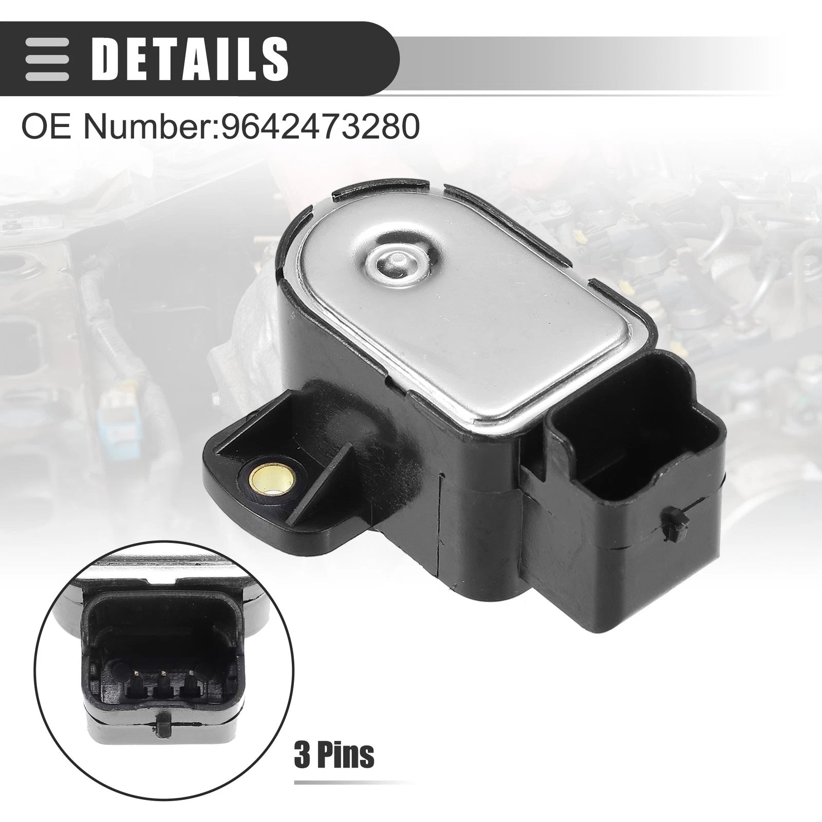 Throttle Position Sensor for Peugeot 206 307 406 Expert (Plastic, Black)