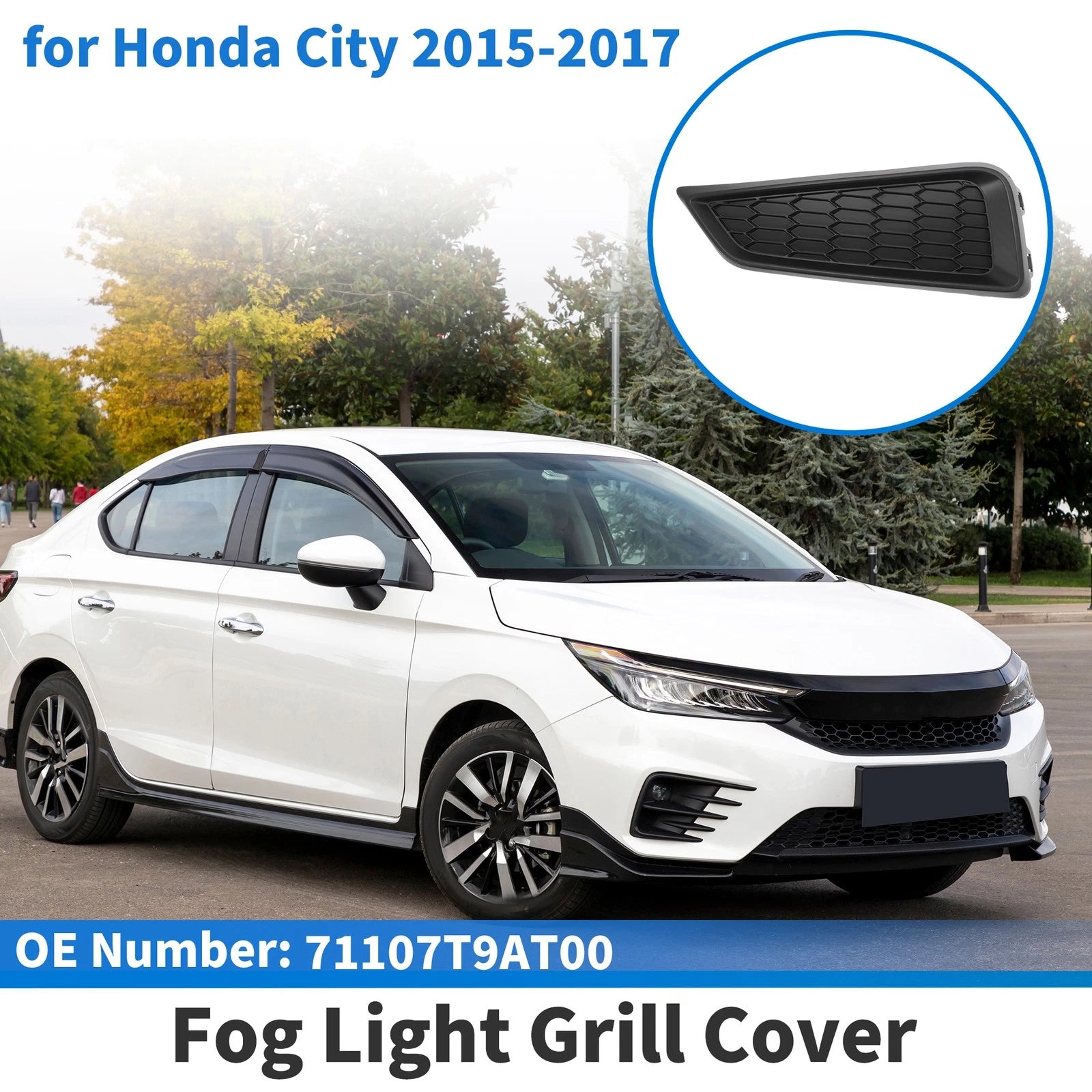 Front Left Fog Light Grill Replacement for Honda City (2015–2017)