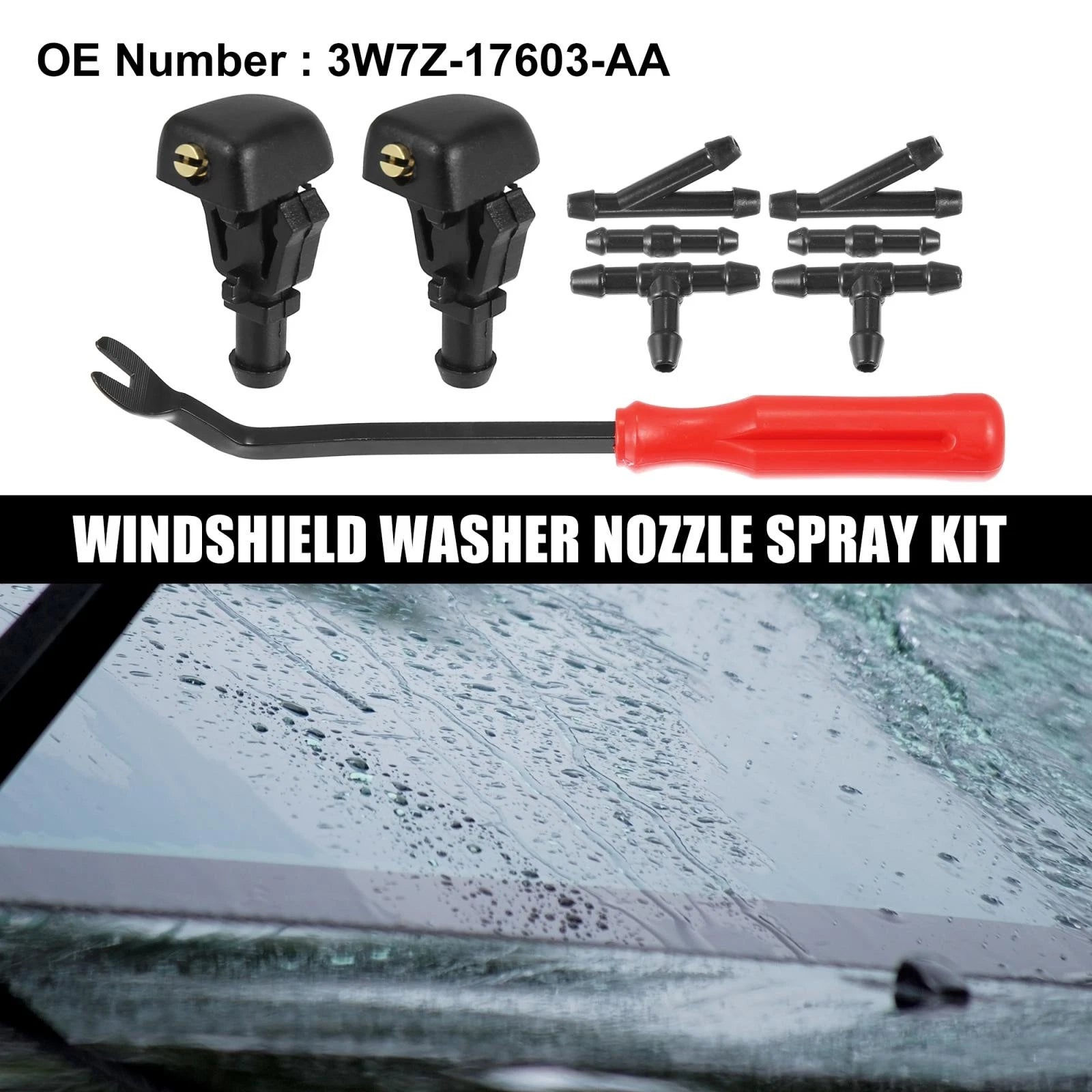 Front Windshield Washer Nozzle Kit 9pc Replacement for Ford F-150 (2004–2014)