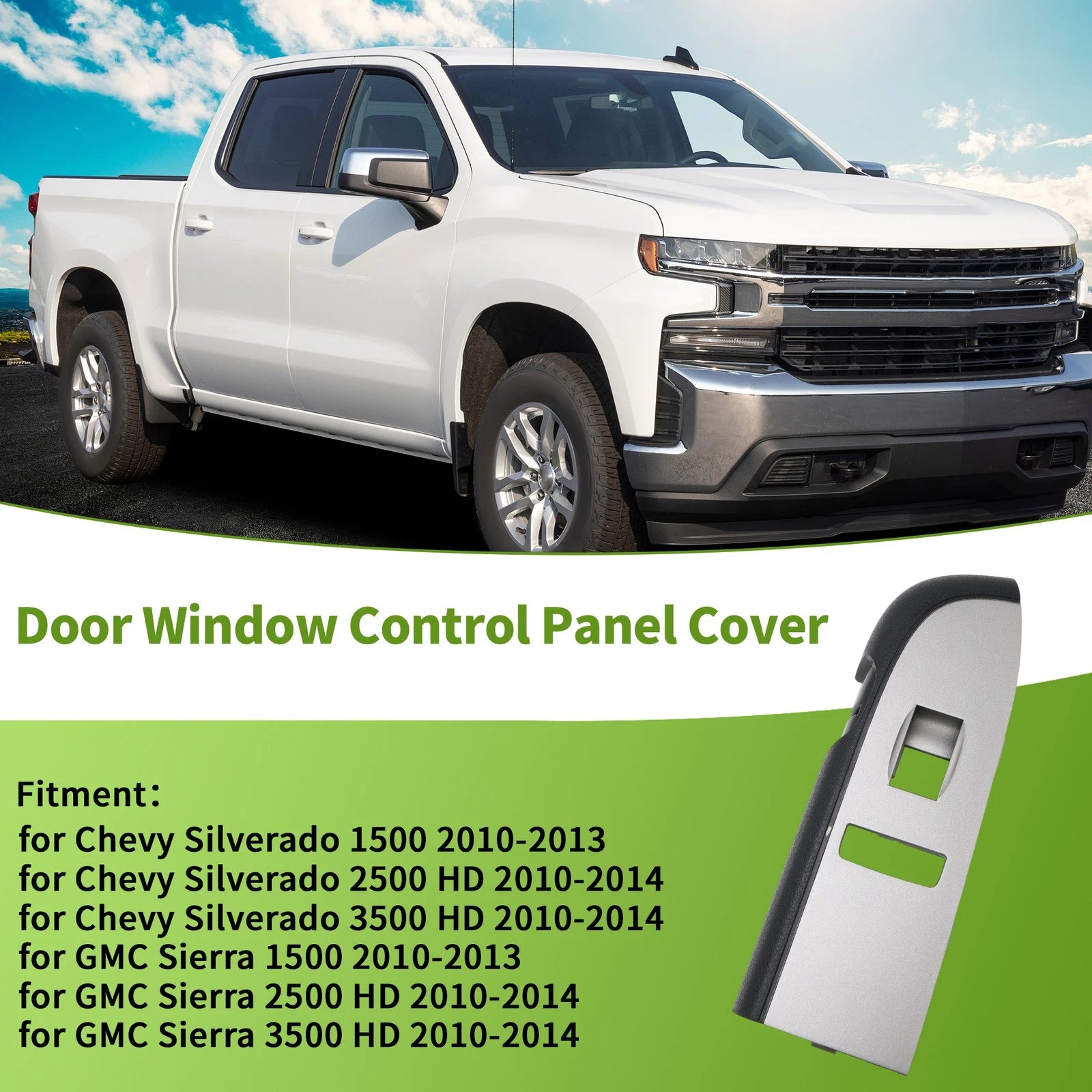 Front Right Side Window Switch Bezel Cover for Chevy Silverado 1500 (2007–2013)