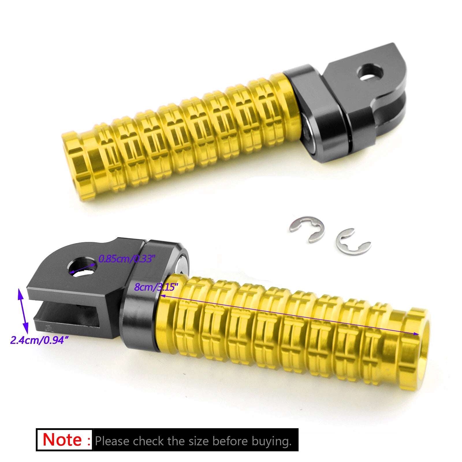 Front Footpegs for Yamaha MT-03 MT/FZ07 MT/FZ09 MT/FZ10 FZ8 FZ1 Tracer900 (2016–2023) Gold
