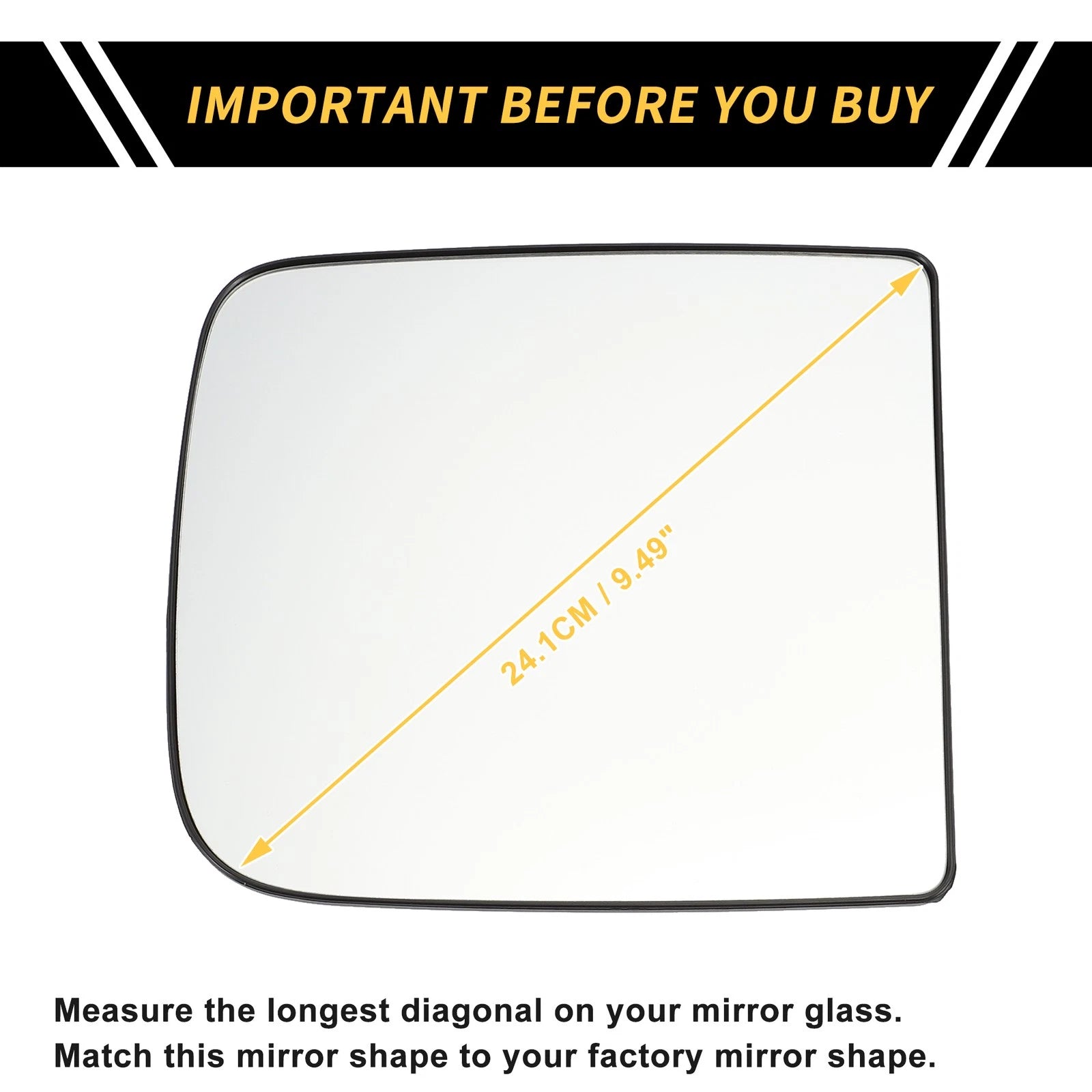 Heated Right Mirror Glass Replacement for Dodge Ram 1500 2500 (2019–2024)