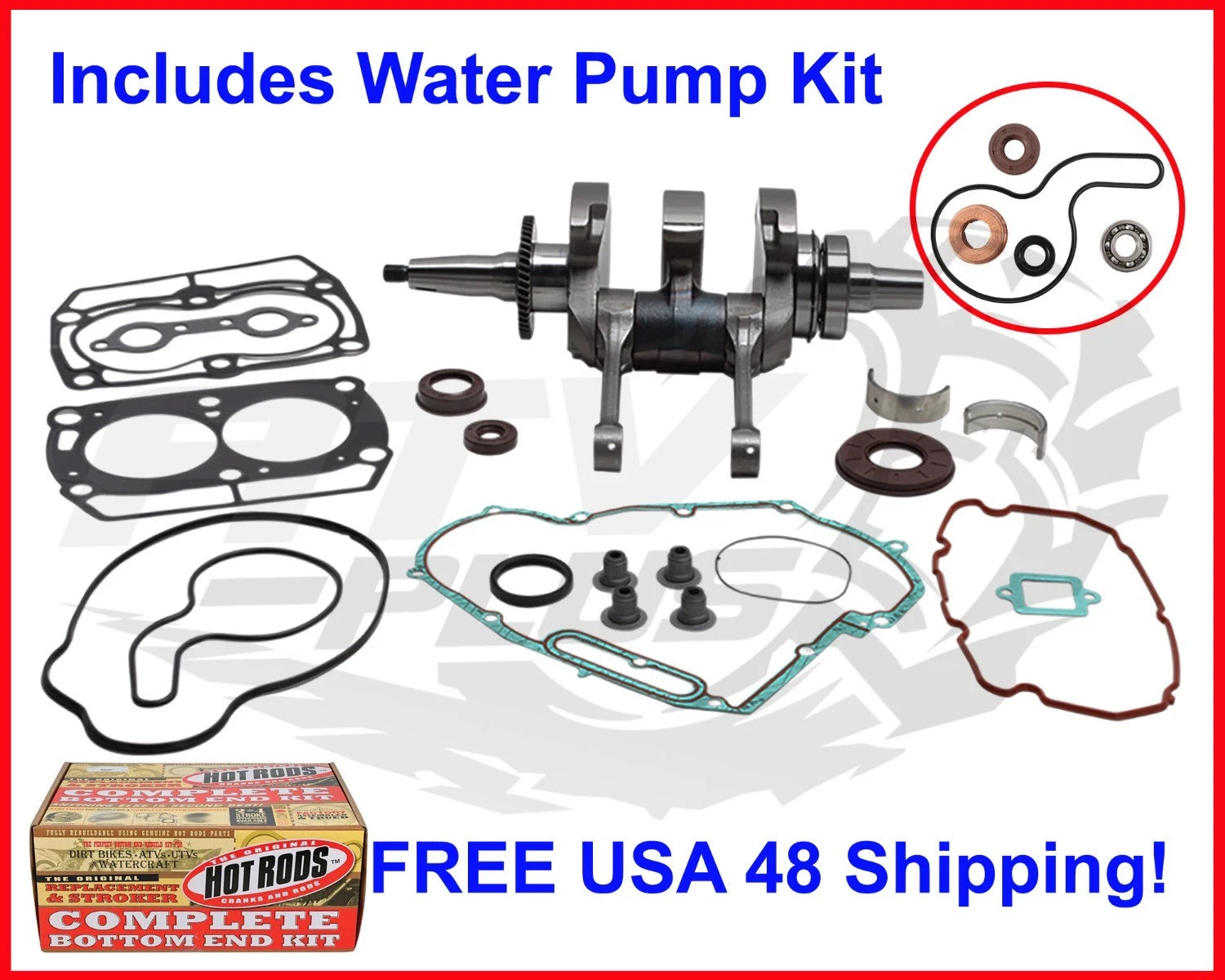 Crankshaft Bottom End Rebuild Kit & Water Pump Kit for Polaris Ranger 700 (2005–2009)