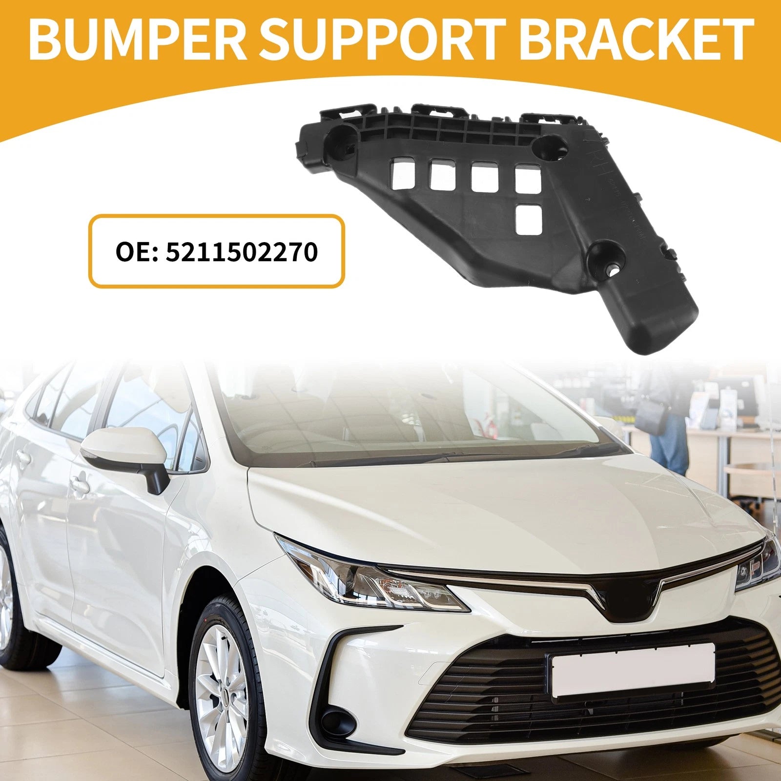 RH Front Bumper Support Bracket for Toyota Corolla (2014–2016) 1 Pc Black