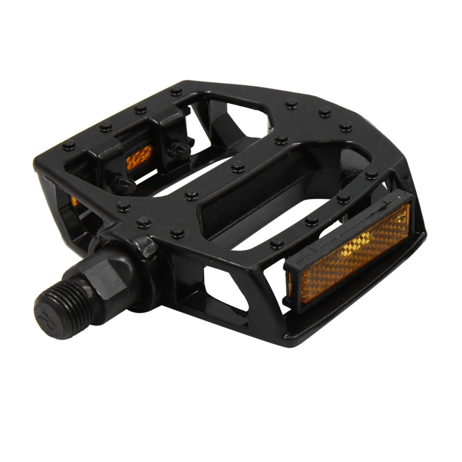 Cycling Bicycle Pedals Flat Reflector Nonslip for Black Alloy (2 Pcs)