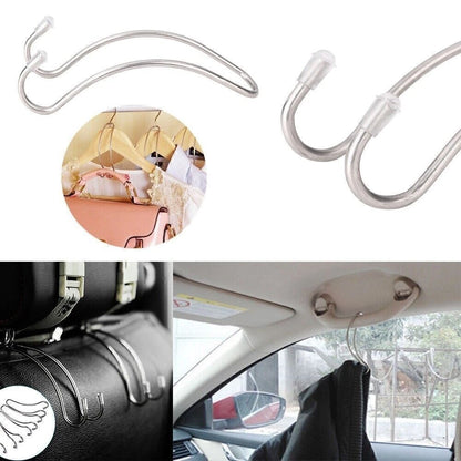 Car Seat Hooks for Universal Use (Silver Stainless Steel)