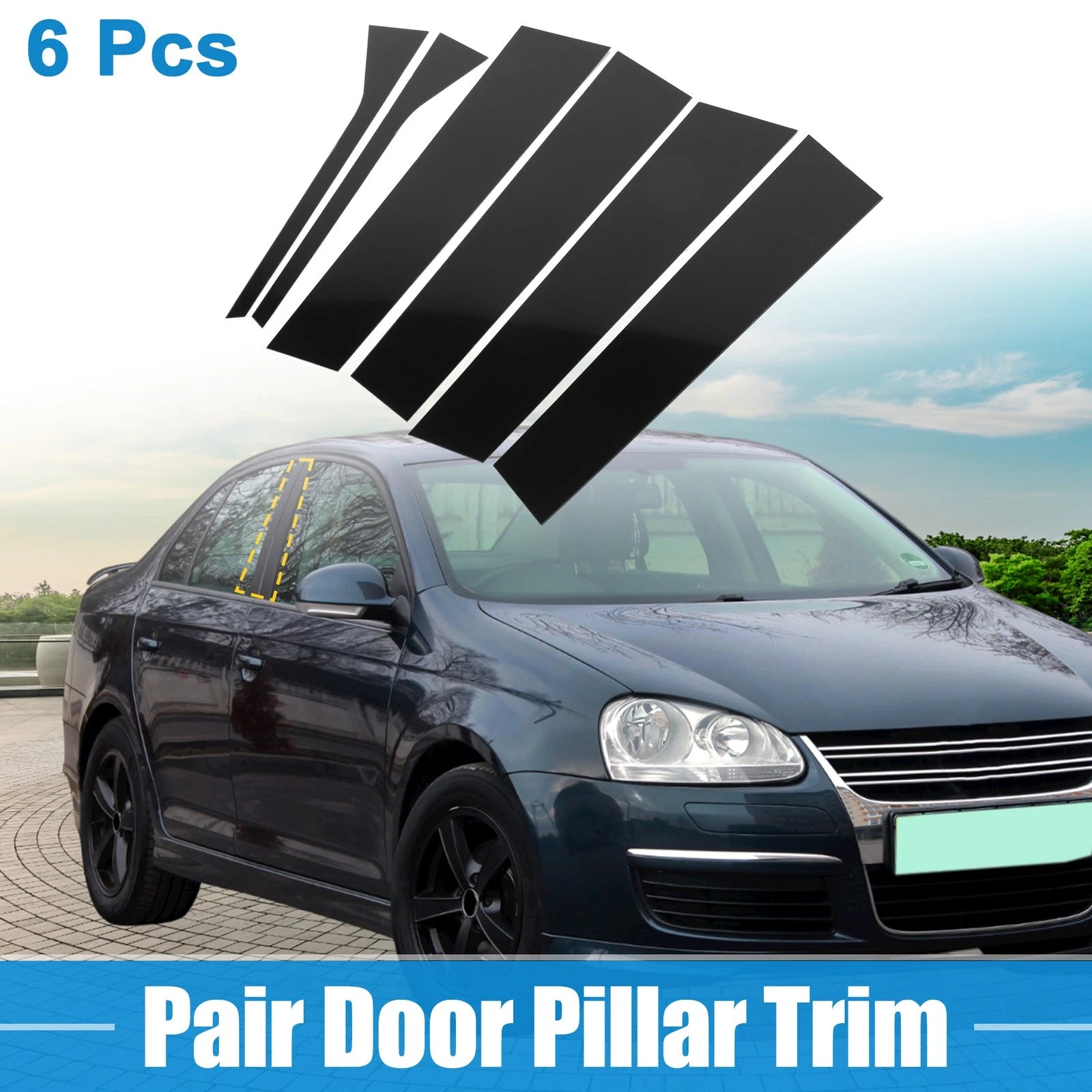 6Pc Windshield Pillar Trim Exterior Garnish for VW Jetta (2006–2010)