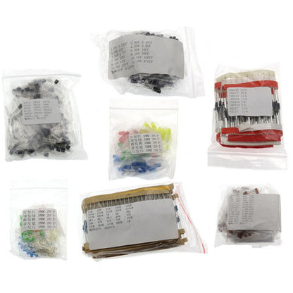 Electronic Component Kit: Transistor, Capacitor, Diode, LED, Resistor