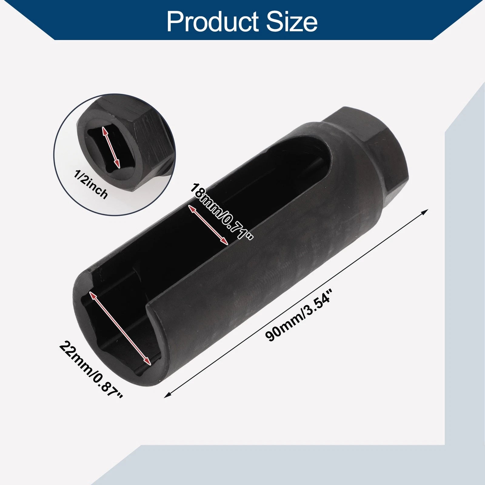 Oxygen Sensor Socket 22mm for Universal Vehicles (1/2 inch, 6 Point)