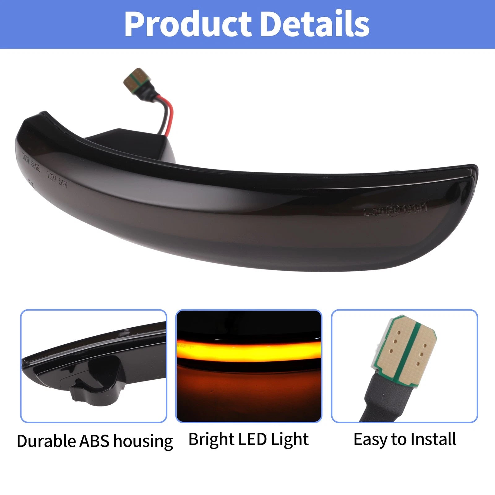Side Mirror Turn Signal Light for Ford Kuga (2013–2018) Front Left & Right
