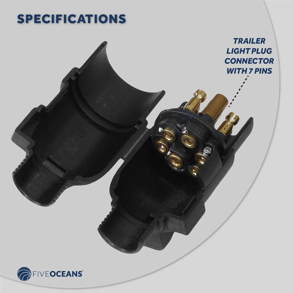 7-Way Round Trailer Plug Adapter for Five Oceans (FO2354)