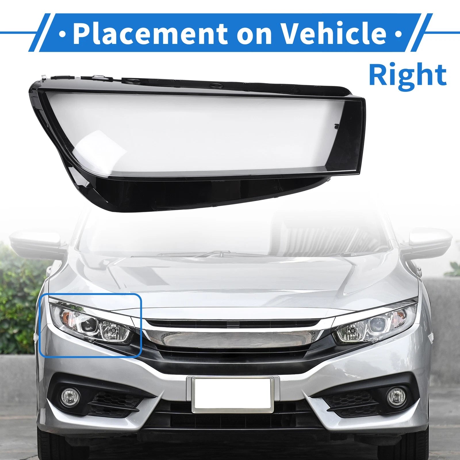 Headlight Lens Cover Front Right Replacement for Audi Q5 (2018–2020)