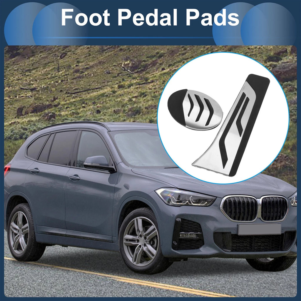 Automatic Footrest Pedal Covers Set for BMW X1 F48 (2016–2022) Silver Tone