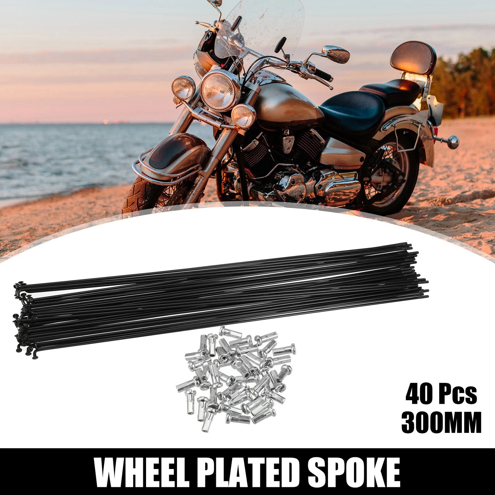 Bicycle Spokes Replacement Set 14G 300mm with Nipples for Most Bikes (250–)