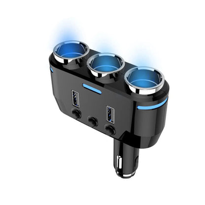 3-Way 12V Dual USB Car Charger Adapter for Universal Vehicles