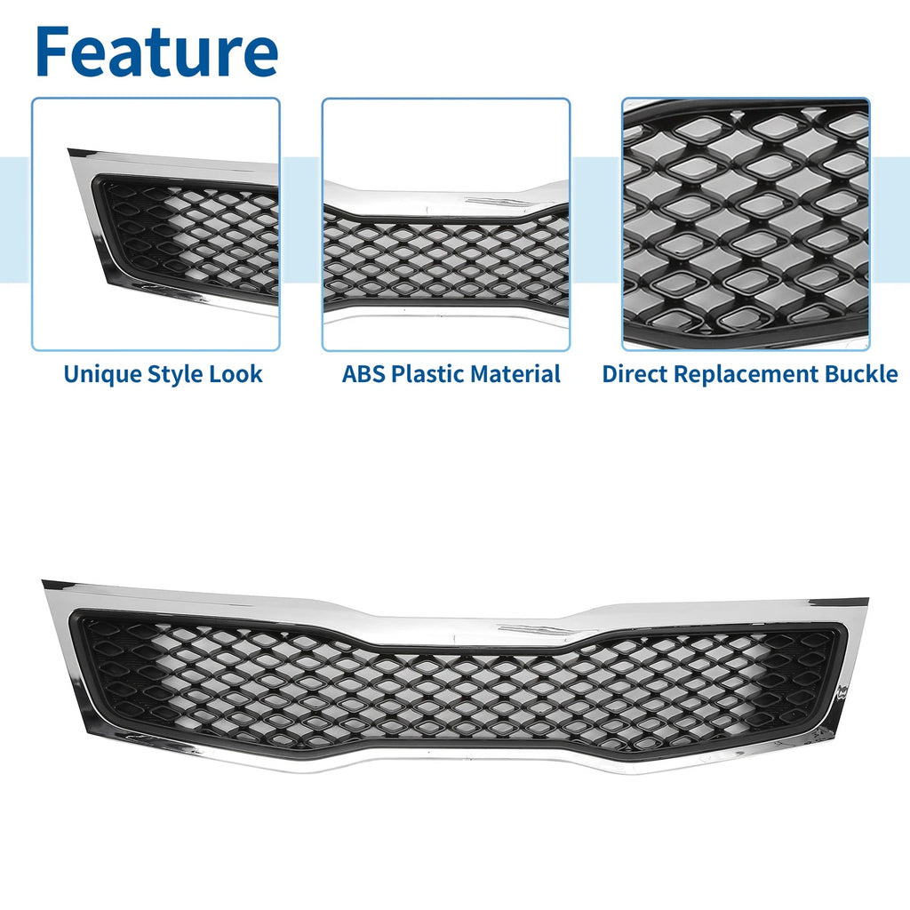 Front Upper Bumper Grille for Kia Optima (2011) Black Chrome