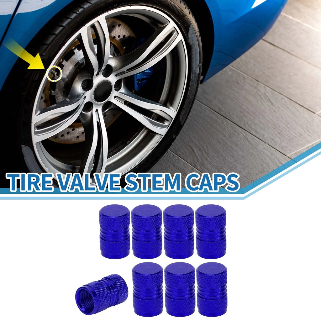 Valve Stem Caps 11x16mm Blue Replacement for Car SUV Bike RV (8 Pack)