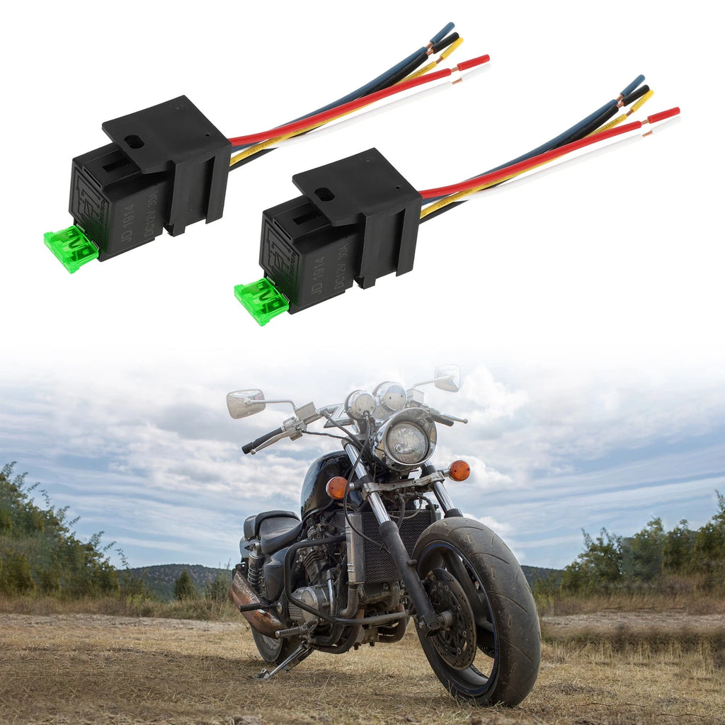 2X 5-Pin 12V 30A Waterproof Auto Relay for Universal Applications
