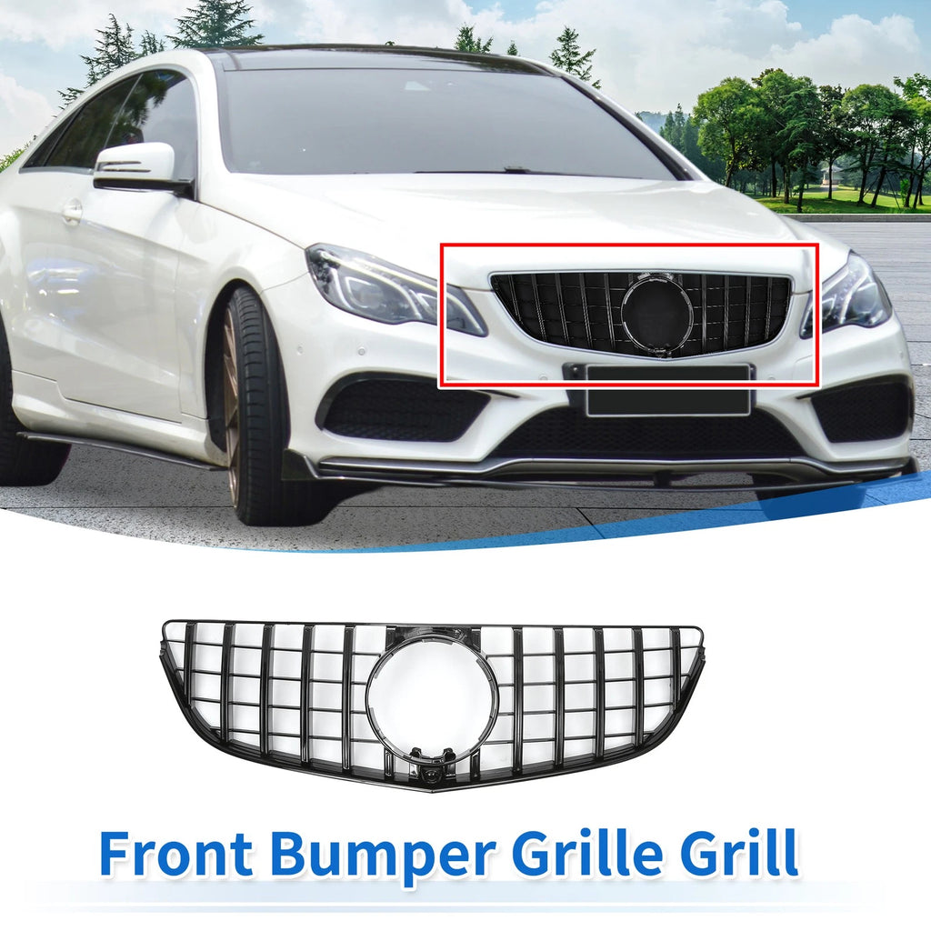 Front Upper Bumper Grille Grill for Mercedes-Benz E200 (2014–2017) Black