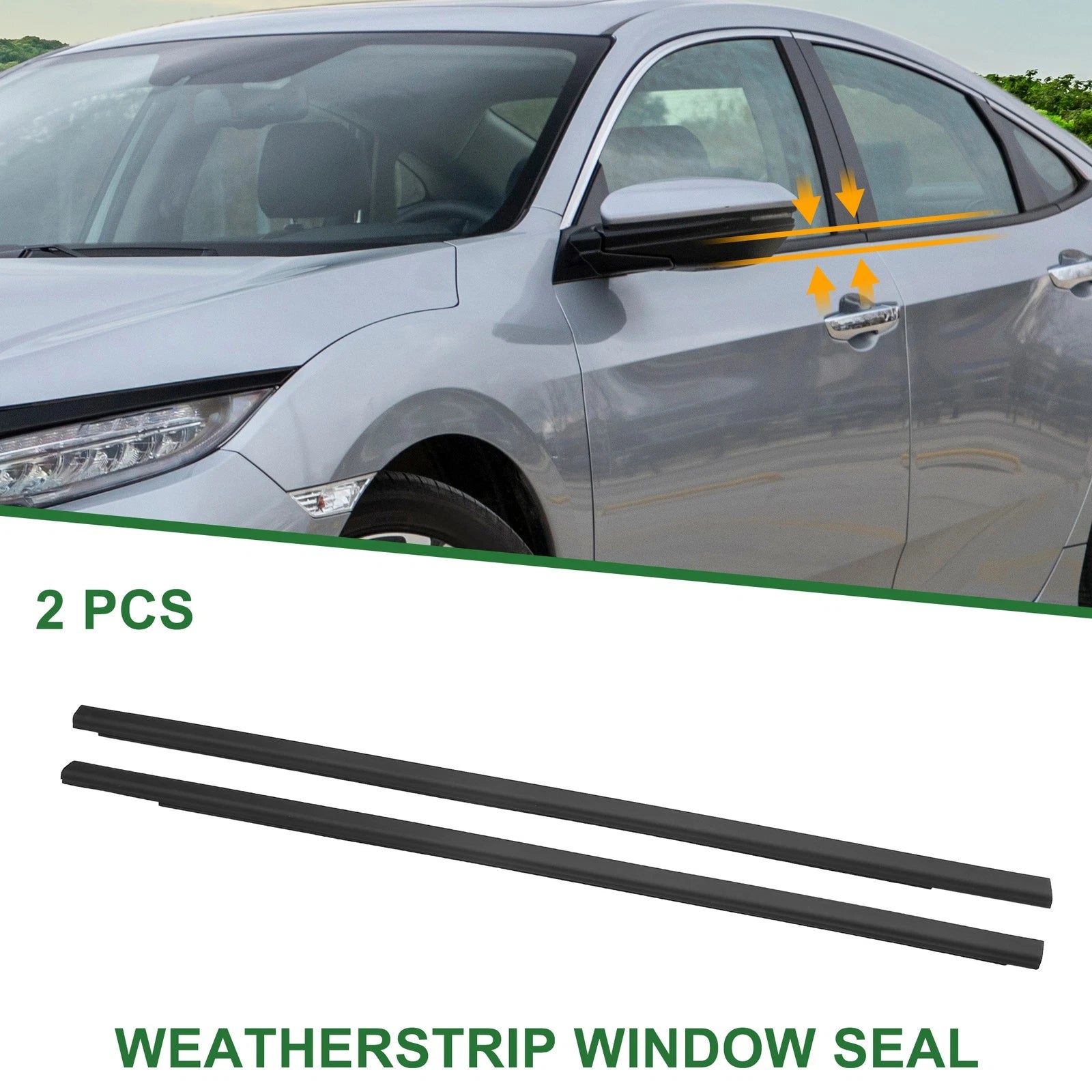 2pcs Front Left Right Window Weatherstrip Seal Replacement for Honda Civic (2006–2011)