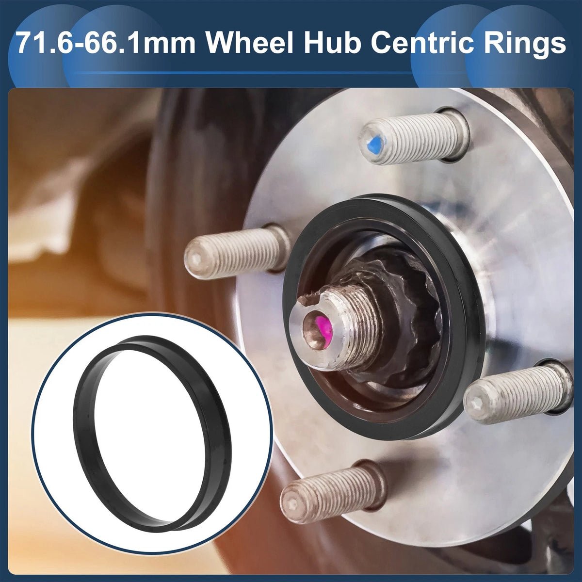 Set of 4 Wheel Hub Centric Rings for Car (OD 71.6mm ID 66.1mm) Black Polycarbonate