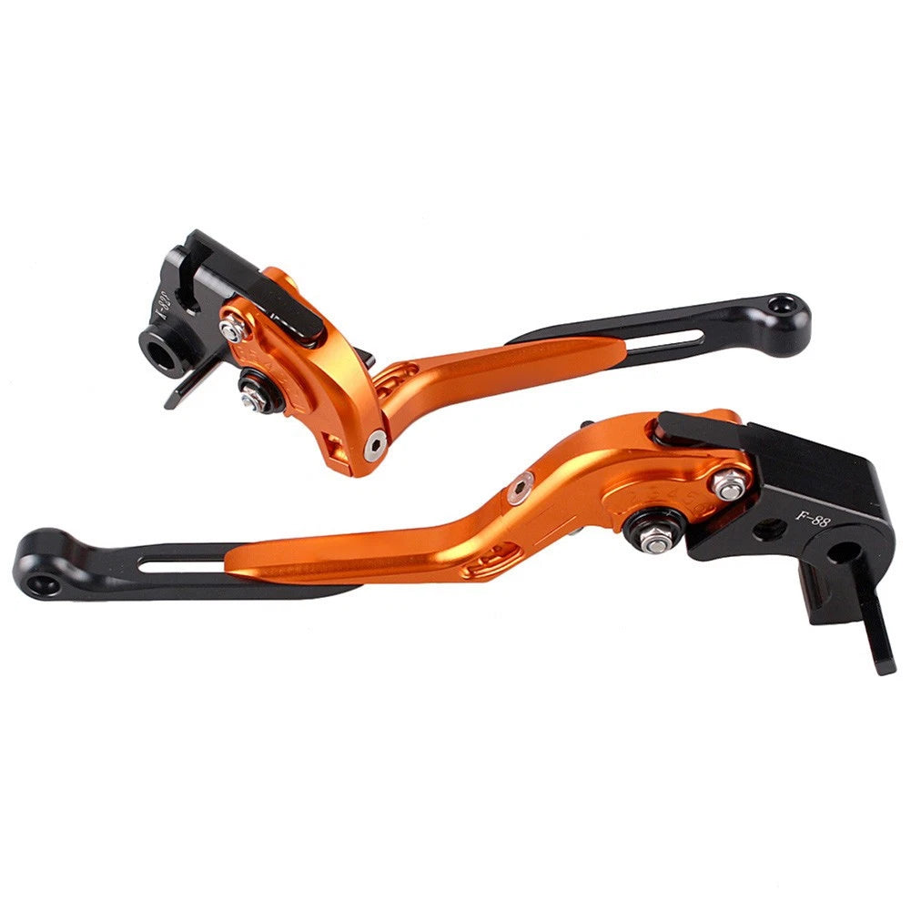2X Alloy Folding Brake Clutch Levers for Kawasaki Z1000 (2007–2016) Orange/Black