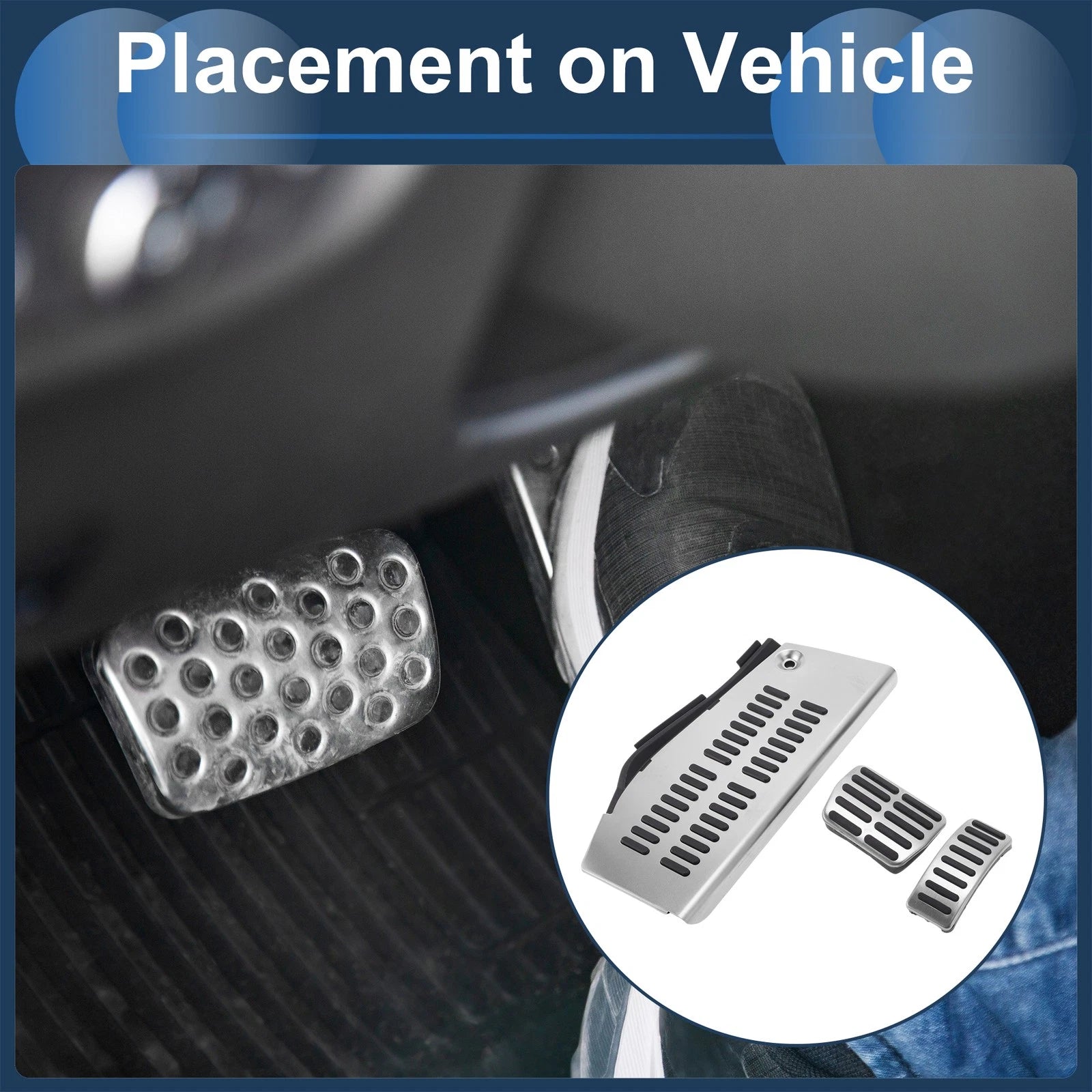 3 Pc Automatic Foot Accelerator Pedal Covers for Volkswagen Polo (2009–2017)