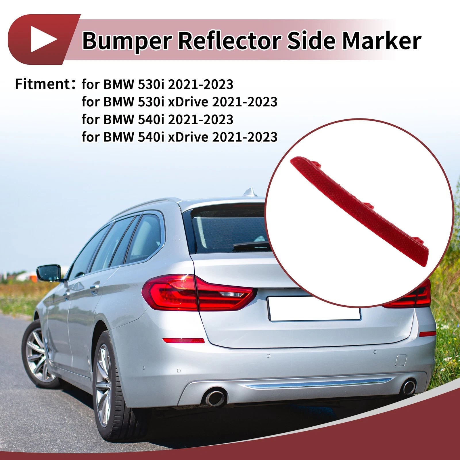 Rear Left Bumper Reflector Replacement for BMW 530i (2021–2023)