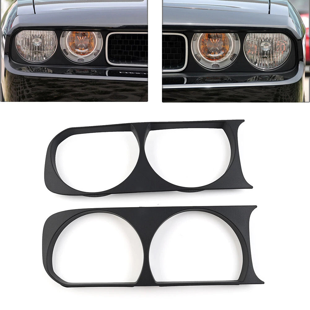 Matte Black Headlight Bezel Trim for Dodge Challenger (2008–2014)