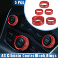 A C Climate Control Knob Ring Set for Chrysler 300 Dodge Challenger Red (5 pcs)