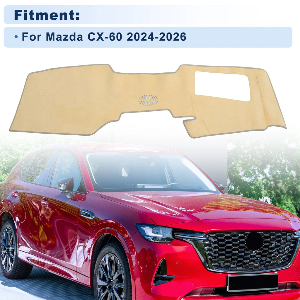 Dash Cover with HUD Front for Mazda CX-60 (2024–2026) Flannel Beige 1 Set