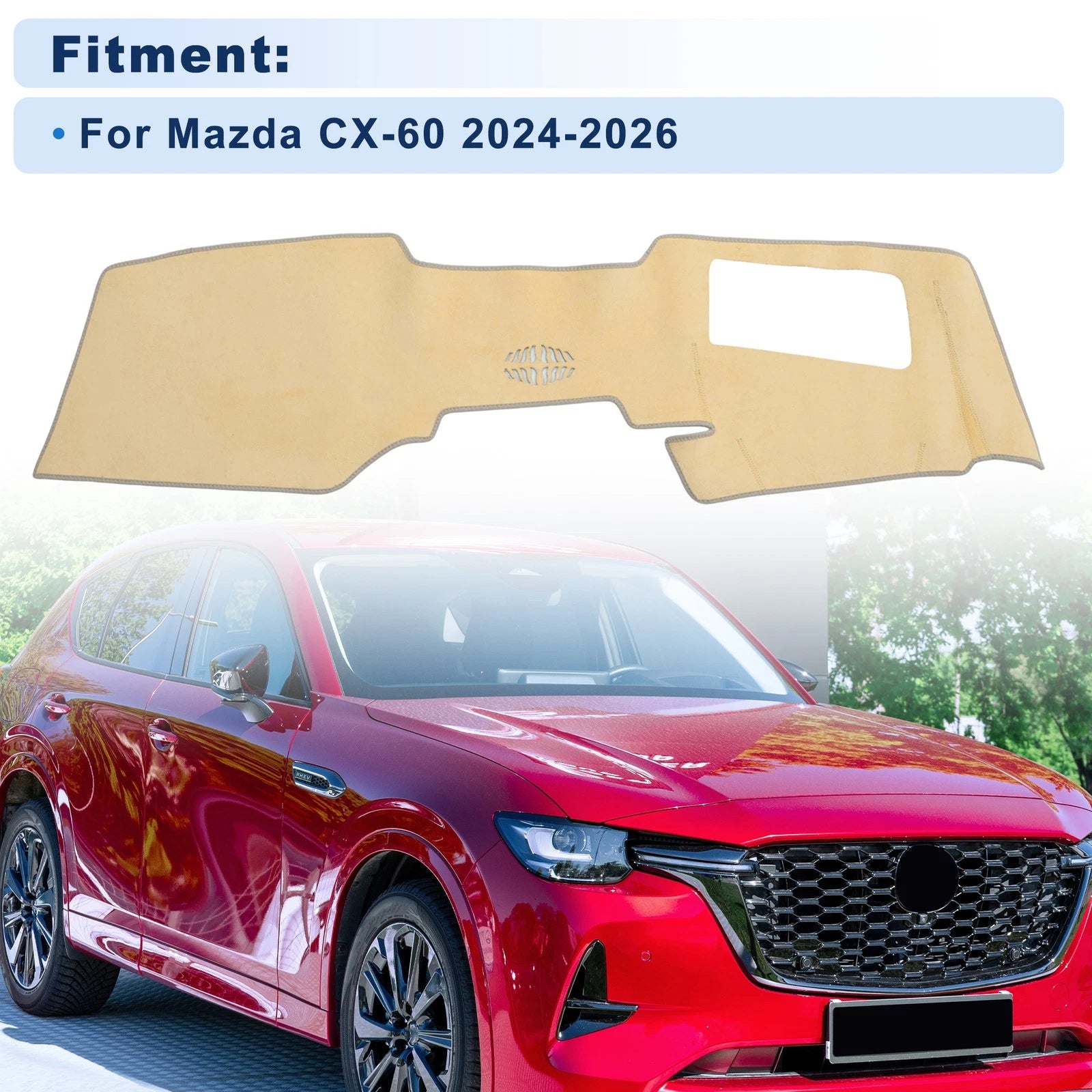 Dash Cover with HUD Front for Mazda CX-60 (2024–2026) Flannel Beige 1 Set