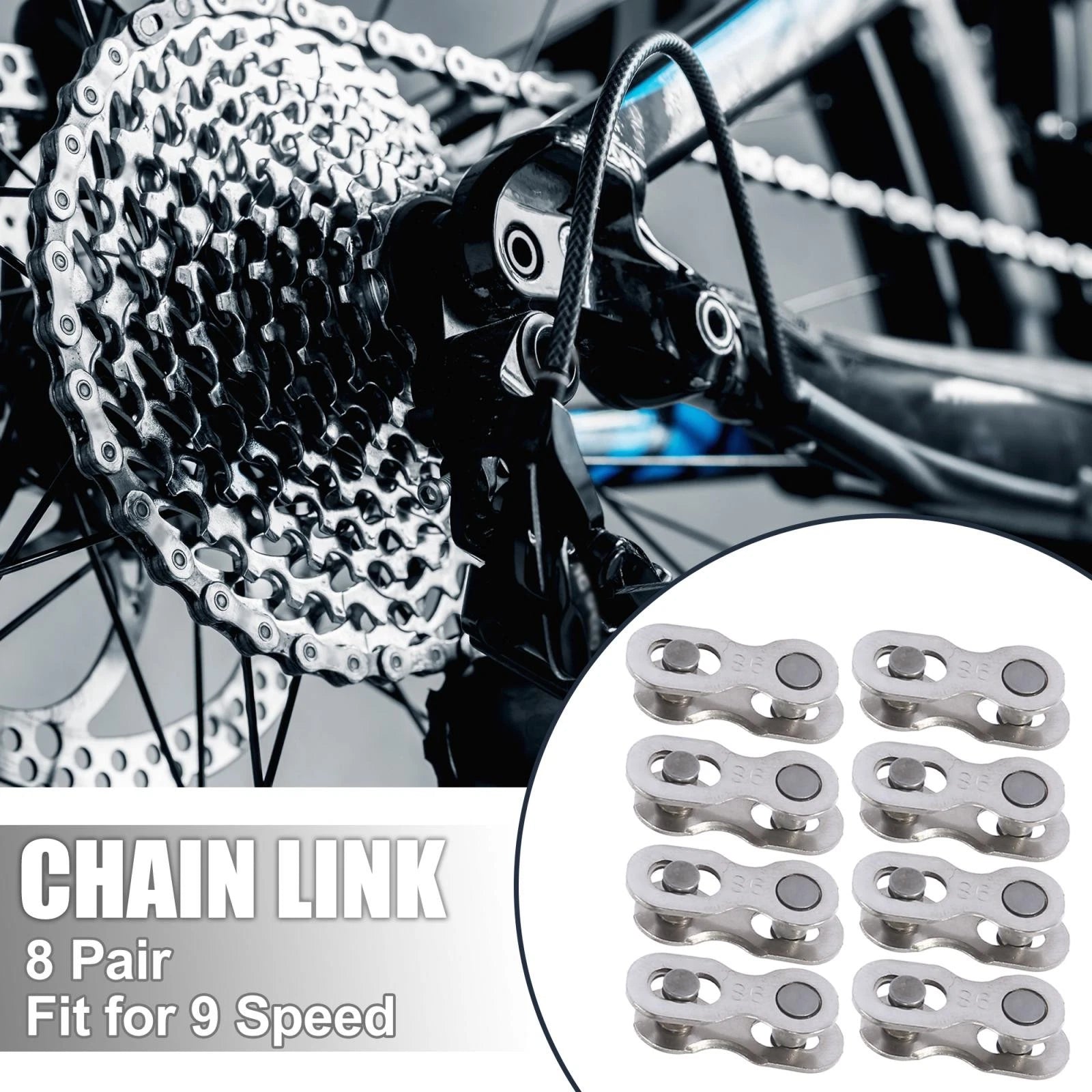 9 Speed Chain Link Connectors Pair Master Link Reusable for Bicycle (—)